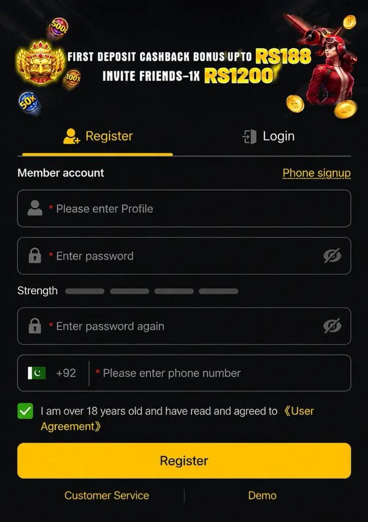 188PKR Register and Login