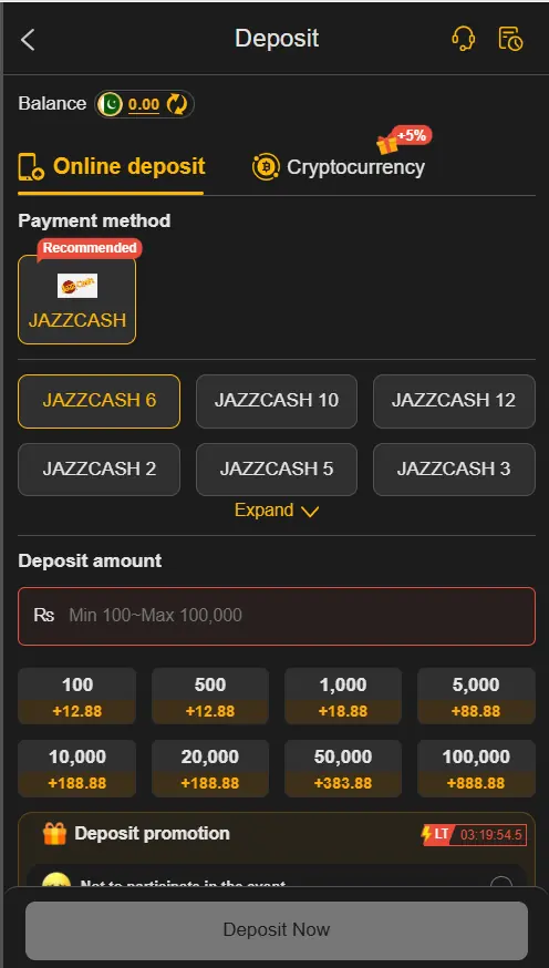 188PKR Deposit Image